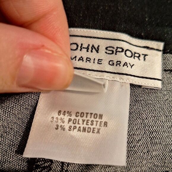 St. John Sport by Marie Gray Wide Leg Chino Pants Black Gold logo 10 - Picture 6 of 11